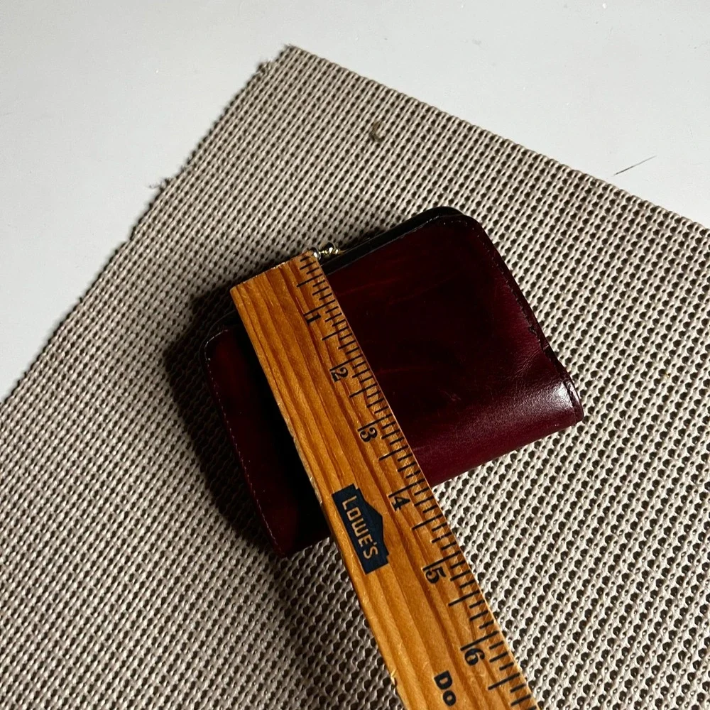 Vintage Coach Mahogany Leather Kiss Lock Bifold Wallet Dark Red Mahogany